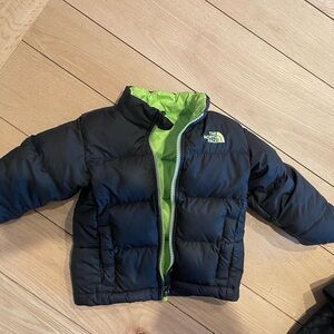 The North Face Black and Green Puffer Jacket